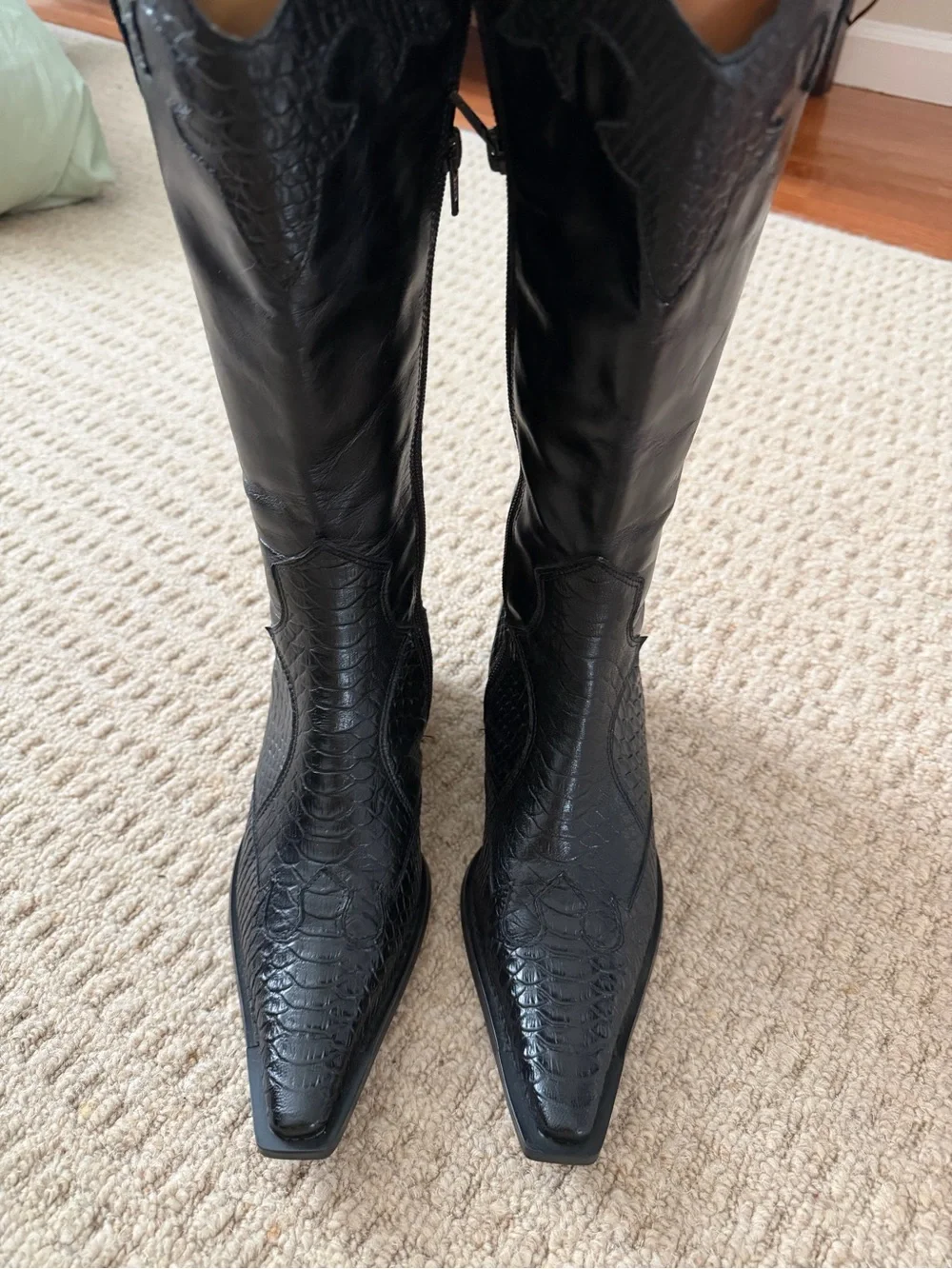 Navid O Nadia Black Over-the-Knee Western Boots